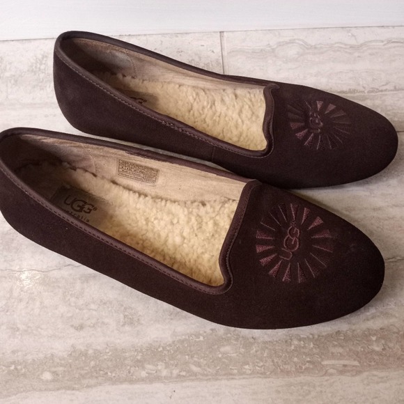 UGG Shoes - UGG Brown Suede Shearling Lined Flats